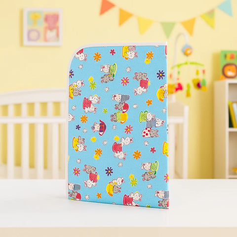 Diaper Changing Sheet - Large - Blue - Cat & Flowers
