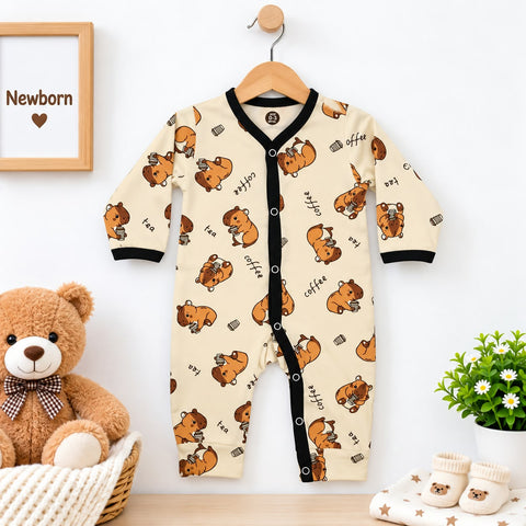 Cotton Jersey Baby Romper – Skin Coffee | Soft & Comfortable | 0–24 Months