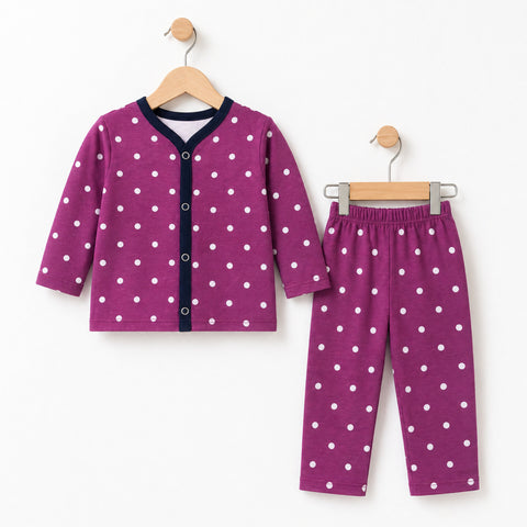 TBS - Cotton Jersey - Night Suit - Purple - Polka - 26