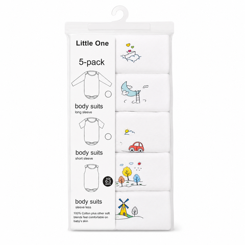 LO - Cotton Jersey - Pack of 5 Onesies - Characters