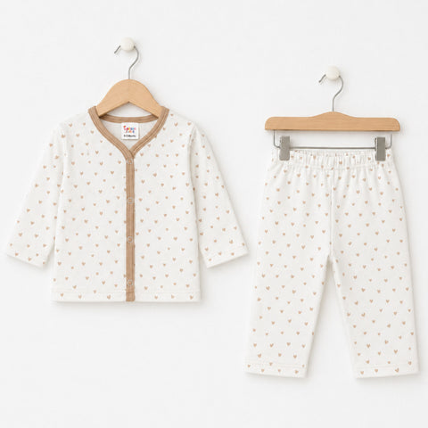 TBS - Cotton Interlock - Night Suit - Brown - Mini Hearts - 26