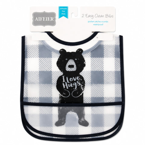 Waterproof Plastic Bibs - Pack of 2 - Love Hugs