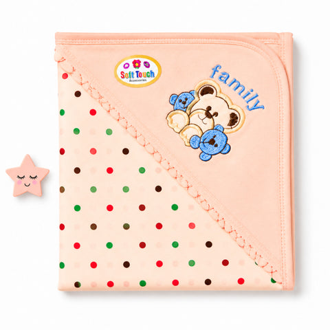 Newborn Cotton Wrapping Sheet - Peach - Polka - ST