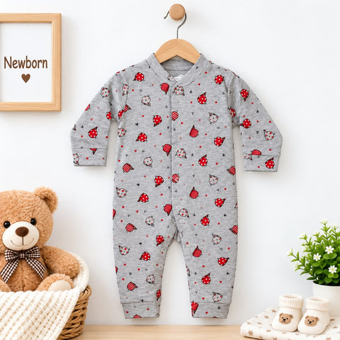 Cotton Interlock Baby Romper – Grey Fish | Soft & Comfortable | 0–24 Months