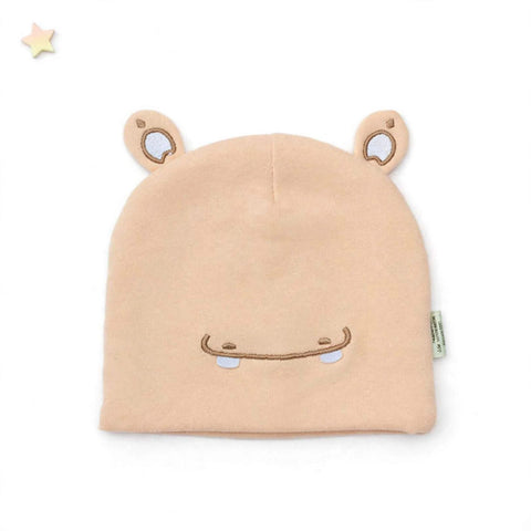 Imported Soft Winter Cap - Smile Peach  –  (0–3 Months)