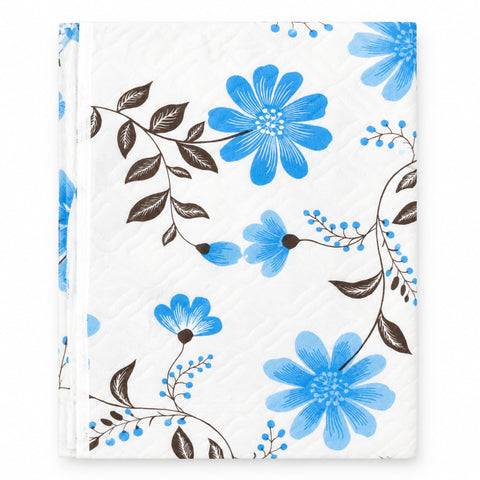 Diaper Changing Sheet - Blue & Brown - Flower
