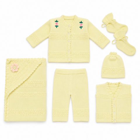 Newborn Welcome Bundle - Wool Starter Set & Velvet Carry Nest Yellow