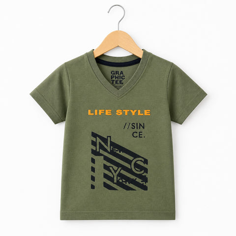 GT - Short Sleeve - V Neck - T-Shirt - Green - Lifestyle