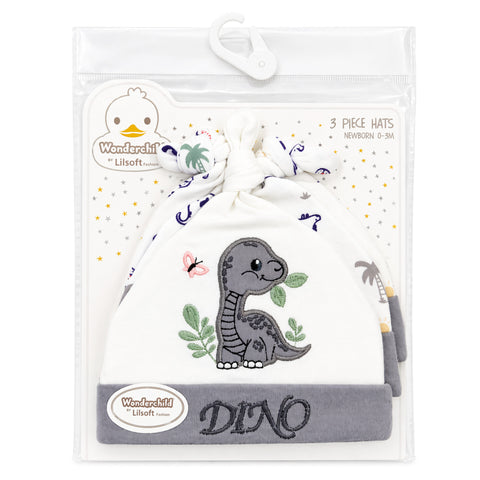 Wonderchild - Pack of 3 Hats - Grey  -  Dino