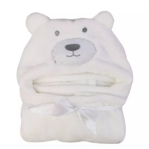 Hoodie Blanket - Bear in White