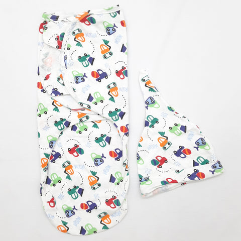 Swaddle with Cap - Colorful - Cars