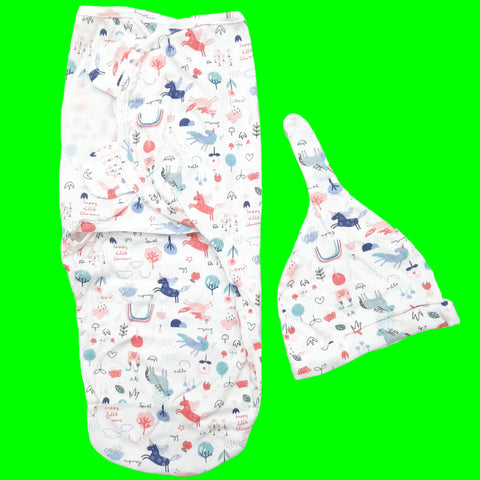 Swaddle with Cap - Animals