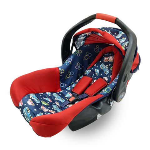 Jumbo Baby Carry Cot - Black & Blue Cars Red